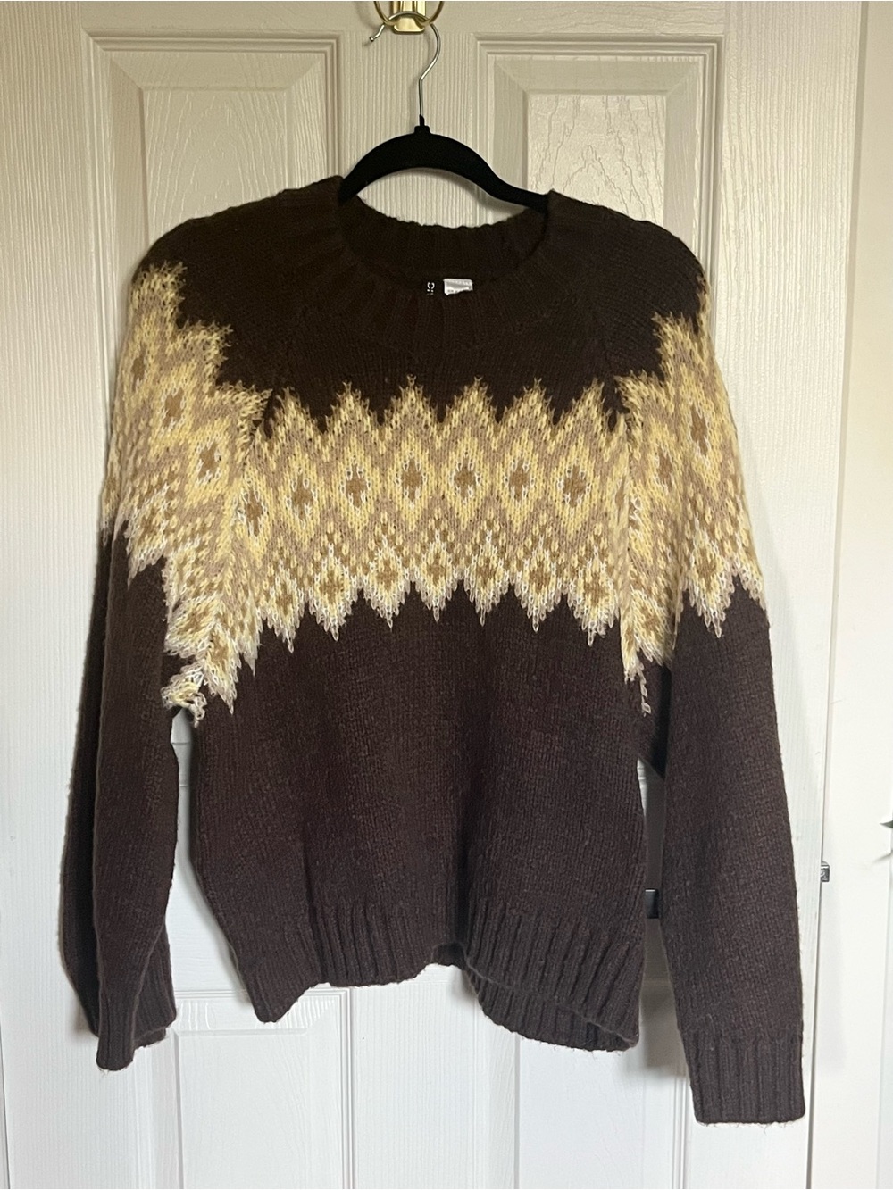 H&M Divided Brown Fair Isle Knit Sweater - Size Medium